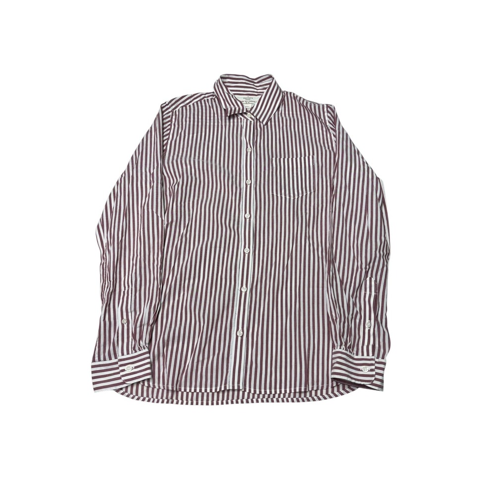 Birds of Paradis by Trovata Burgundy‎ White Striped Button Down Shirt Womens S